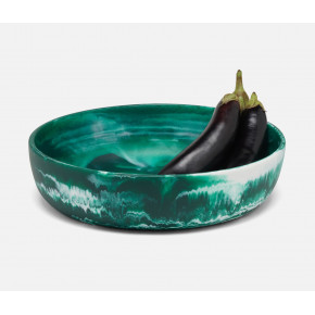 Hugo Dark Green Swirled Serving Bowl Resin
