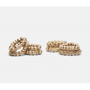 Dakota Gold Foil Napkin Rings Bone Boxed Set of 4