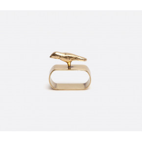 Hailey Bird Napkin Ring Gold Brass Boxed Set of 4