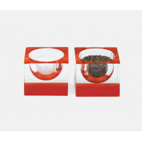 Jette Clear/Tangerine Pinch Bowls Acrylic Set of 2