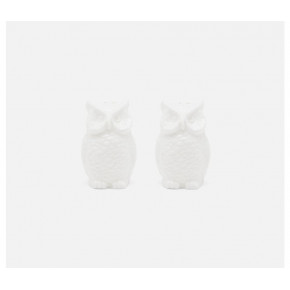 Toby White Glaze Set of 2 Owl Salt And Pepper Shakers Porcelain Mini Boxed