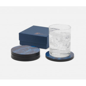 Vincent Blue Coasters Marbled Resin Boxed Set of 4