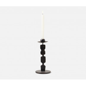 Quentin Antique Black Candle Holders With Round Base Set/2