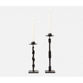 Quentin Antique Black Candle Holders With Square Base Set/2