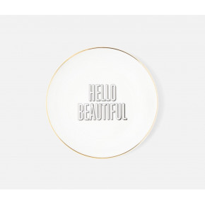 Sabrina Hello Beautiful White Porcelain Bread Plate, Pack of 4
