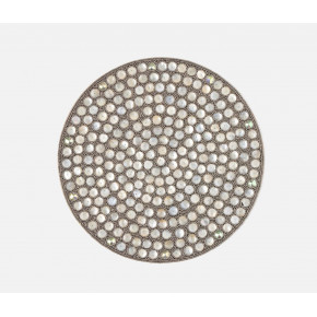Brenda Silver/Sea Round Placemat Glass Beads/Shell, Pack of 2
