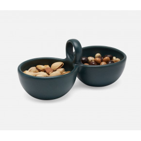 Desmond Midnight Teal Snack Bowl Stoneware Double, Pack of 2