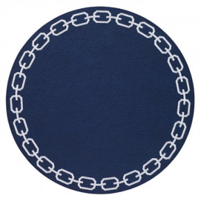 Chains Navy White 15" Round Placemats, Set of 4