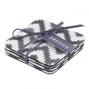 Ripple Charcoal Square Coasters, Set of 4