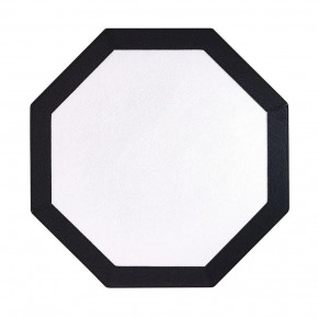 Bordino Pure White Black Octagon Placemats, Set of 4