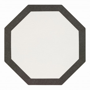 Bordino White Charcoal Octagon Placemats, Set of 4