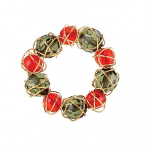 Crystal Bauble Red & Green Napkin Rings, Set of Four