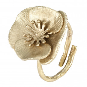 Poppy Flower Gold Napkin Rings, Set of 4