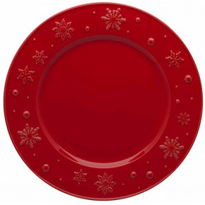 Snowflakes Red Dinner Plate