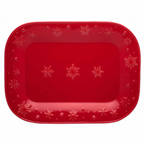 Snowflakes Red Platter 41