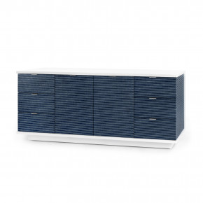 Cosmopolitan 6-Drawer & 2-Door Cabinet Navy Blue Pencil Stripe