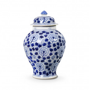 Flower Temple Jar Blue and White