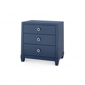 Madison 3-Drawer Side Table, Navy Blue Lacquer