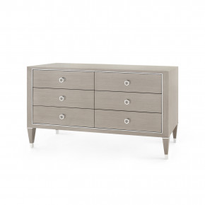Morris Extra Large 6-Drawer Taupe Gray and Nickel