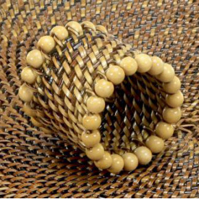 Napkin Ring with Natural Beads 2 in L x 2 in W 2.5 in H