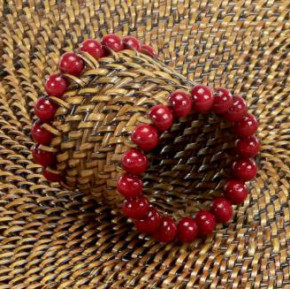 Napkin Ring with Red Beads 2 in L x 2 in W 2.5 in H