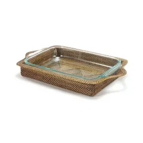 Rectangular Casserole Basket with Baking Dish (incl Pyrex 3 qt baker) 18.5"L x 11.25"W x 2.25"H