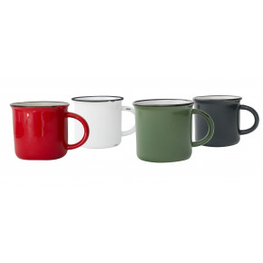 Tinware Mug Set Winter (Includes Red, Green, Slate, White w/ Slate Rim)
