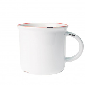 Tinware Set of 4 Mugs White/Red Rim
