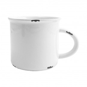 Tinware Set of 4 Mugs White/White Rim