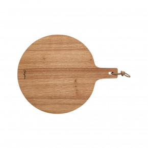 Oak Collection Oak Wood Oak Wood Round Cutting/Serving Board W/Handle 17'' x 14'' H1''