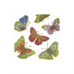 Jeweled Butterflies Pearl Boxed Paper Cocktail Napkins, 40 Per Box