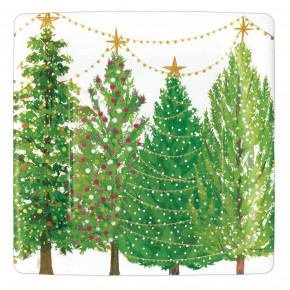 Christmas Trees with Lights Square Paper Dinner Plates, 8 Per Pack