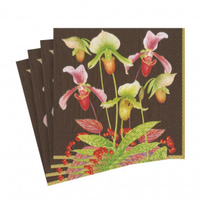 Slipper Orchid Paper Luncheon Napkins in Chestnut, 20 Per Pack