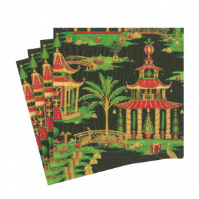Christmas Pagodas Paper Luncheon Napkins in Black, 20 Per Pack