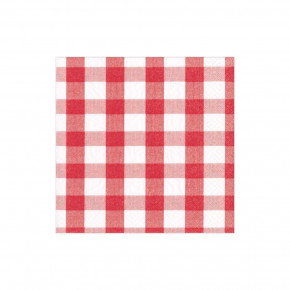 Gingham Boxed Paper Cocktail Napkins in Red, 40 per Box