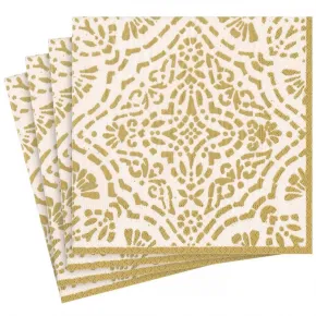 Caspari Dessin Passementerie Paper Linen Dinner Napkins in Moss Green - 12 per Package