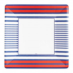 Breton Stripe Blue Sq Dinner Paper Plates, 8 per Pack Square