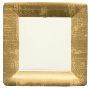 Gold Leaf Square Paper Dinner Plates Ivory, 8 Per Pack