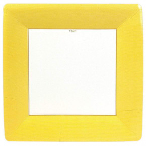 Grosgrain Square Paper Dinner Plates Yellow, 8 Per Pack