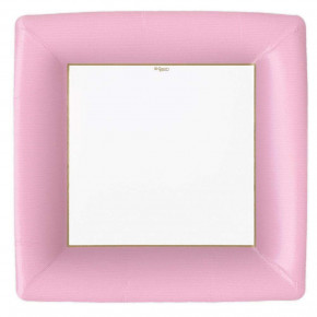 Grosgrain Square Paper Dinner Plates Light Pink, 8 Per Pack