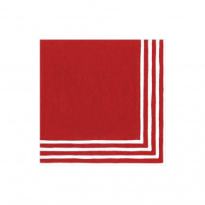 Stripe Border Red Boxed Paper Cocktail Napkins, 40 Per Box