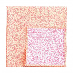 Block Print Leaves Fuchsia Reversible Cotton Tablecloth 70.5x70.5 Inch