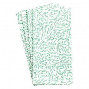 Block Print Leaves Green/White Cotton Napkin Set Of 4