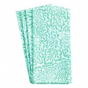 Block Print Leaves Turquoise/Green Cotton Napkin Set Of 4
