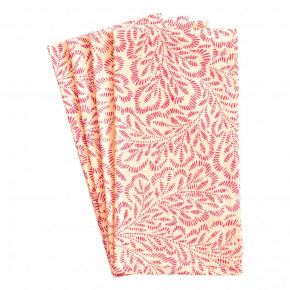 Block Print Leaves Coral/Fuchsia Cotton Napkin Set Of 4
