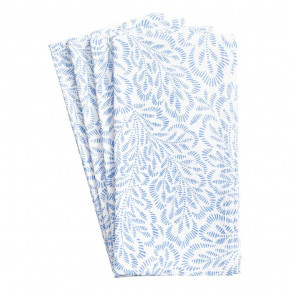 Block Print Leaves White/Blue Cotton Napkin Set Of 4