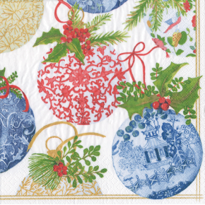 Porcelain Ornaments Boxed Paper Cocktail Napkins, 40 Per Box