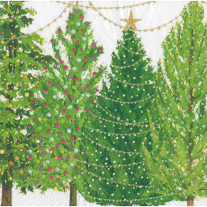 Christmas Trees With Lights Boxed Paper Cocktail Napkins, 40 Per Box