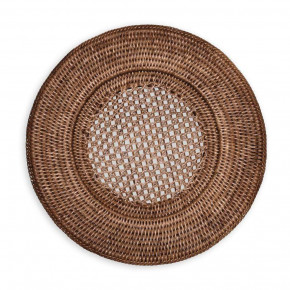 Rattan Round Plate Charger in Dark Natural