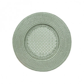 Rattan Round Charger Plate Green